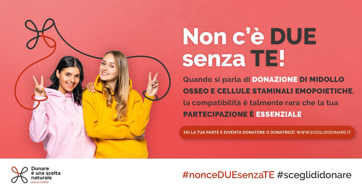 MinisteroSalute's tweet photo. Schillaci: “Grazie ai 19mila ragazzi che quest’anno hanno scelto di diventare donatori di midollo osseo. Donare è un grande gesto di solidarietà e amore”.
Se hai tra i 18 e i 35 anni iscriviti al registro, dona anche tu!

@CNTrapianti #nonceDUEsenzaTE #matchitnow #sceglididonare https://t.co/Rd0NiAXw1q