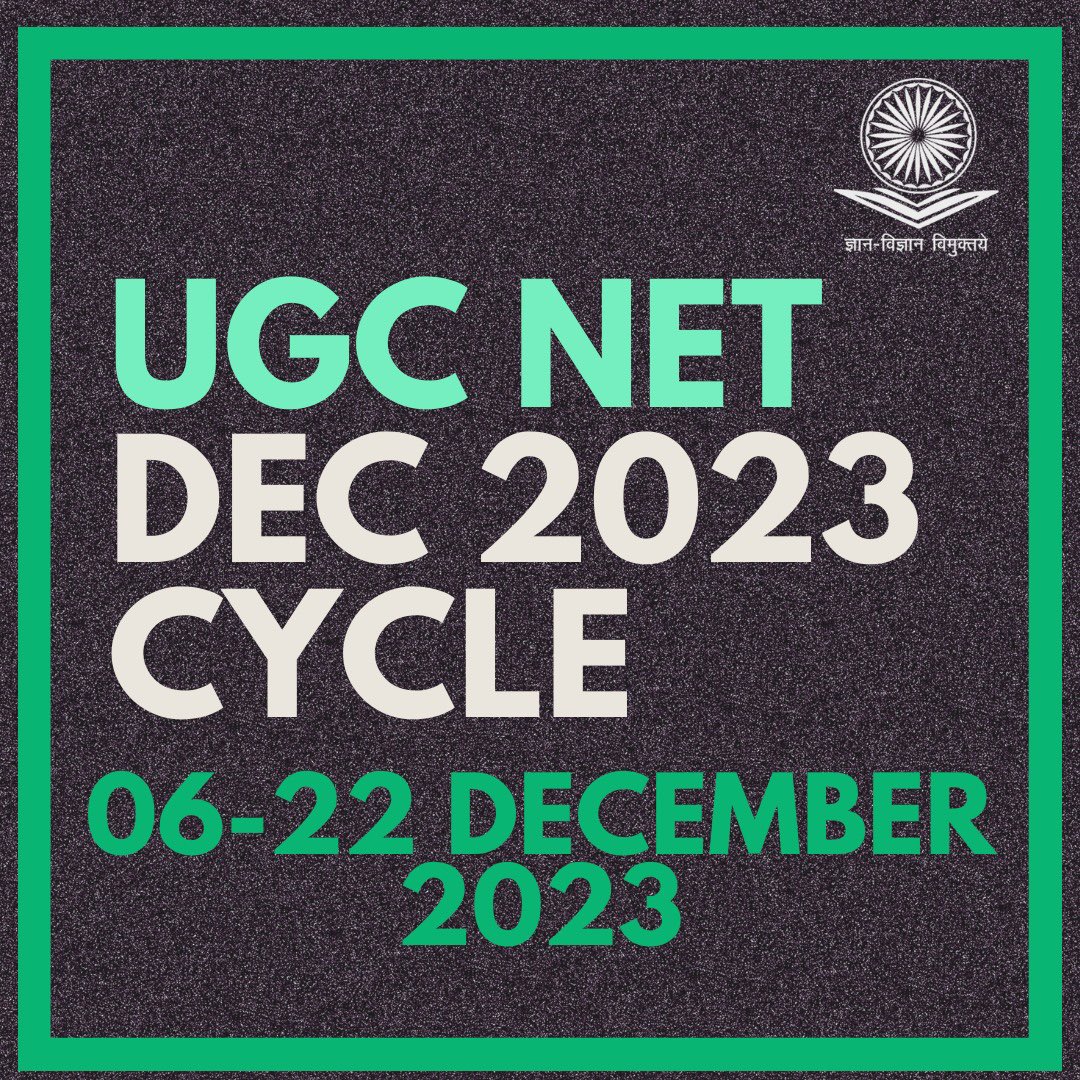 ugc_india's tweet image. UGC-NET December 2023 cycle will be conducted by NTA from 6th December to 22nd December 2023.

The application process details will be announced by NTA soon on its website nta.ac.in

#UGCNET #NETExams #NET