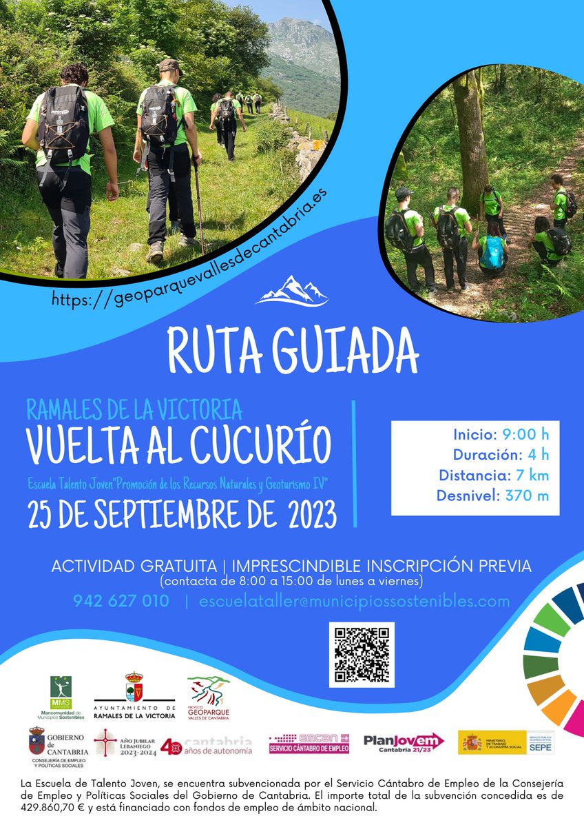 🗻 RUTA GUIADA
✅ “Vuelta al Cucurío”, en Ramales de la Victoria.
Lunes 25 septiembre 2023
+Info e Inscripc:
☎️ 942 627 010
📧 escuelataller@municipiossostenibles.com
Org. Escuela de Talento Joven (ETJ) “Promoción de los Recursos Naturales y Geoturismo IV” de la <a href="/mmscantabria/">Mancomunidad de Municipios Sostenibles</a>