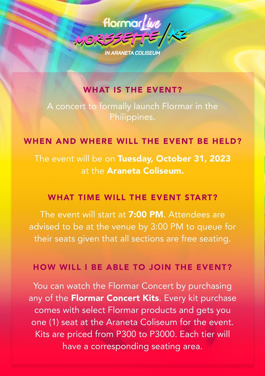 FlormarPh's tweet photo. Eyes up besties!‼️ 👁️👄👁️

Here’s everything you need to know about the Flormar Live concert with Morissette and KZ.

Stay tuned for more details about the concert

#FlormarPH #HappinessIsYourColor https://t.co/ibCj1AbTwP
