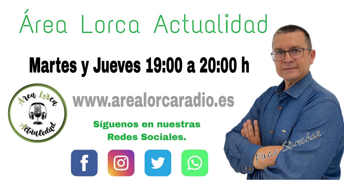 Área Lorca Actualidad 19-09-23. 
Hablamos del proyecto Carmen con Pilar Fernández, presidenta <a href="/FOMLorca/">Federación de Mujeres de Lorca</a> . Luis González, presidente <a href="/FolkLorca/">CYDVIRGENDLASHUERTAS</a> "Indumentaria en el Siglo XXI". Cerramos con Juan Ortuño, vecino de Avenida Santa Clara problemática de esta vía
go.ivoox.com/rf/116358331