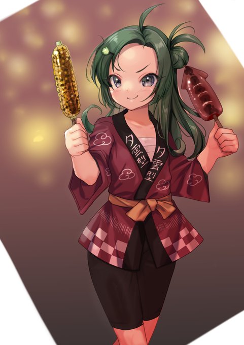 今年の艦これ9月カレンダーで長波達がイチャイチャしている裏で、全力で祭りを楽しんでいる巻波ちゃん 