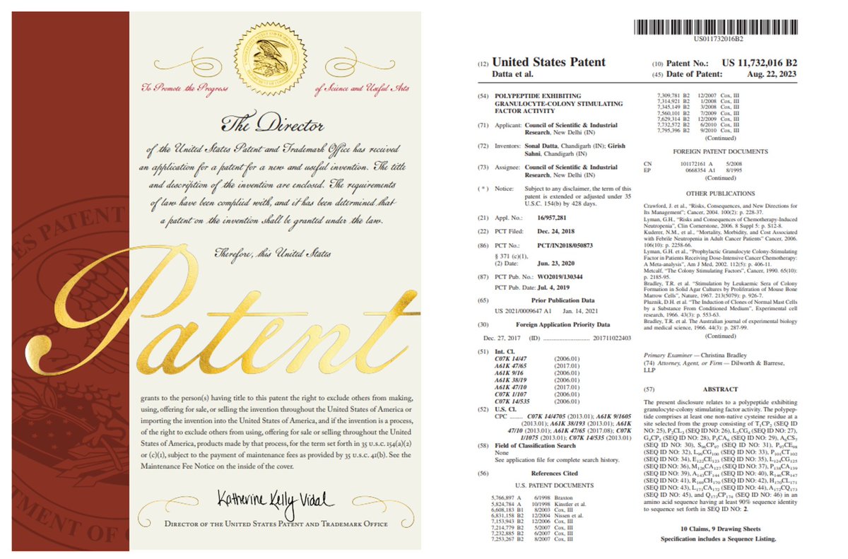 ashwanikumarlab's tweet photo. Congratulations, Drs. Sonal Datta and Girish Sahni for the US patent https://t.co/rGVQQSIWBk