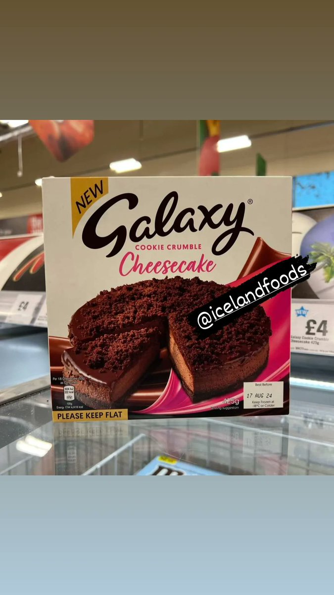 For those of you who LOVE Galaxy chocolate, Iceland have recently added this NEW Galaxy Cookie Crumble Cheesecake to their range 🤩 

Looks so tasty and can be found BACK IN STOCK online at Iceland (AD) 

#icelandfoods #galaxycookiecrumble
