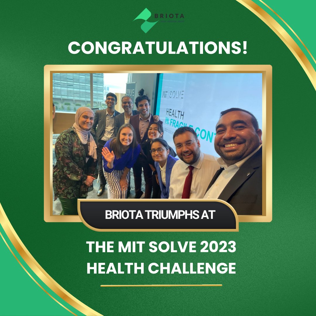 Briota is proud to announce our victory at the prestigious MIT Solve 2023 Health Challenge! 🎉

Thank you for your unwavering support! 🌍💪

#MITSolve2023 #HealthInnovation #BriotaWinsMITSolve #TransformingHealthcare