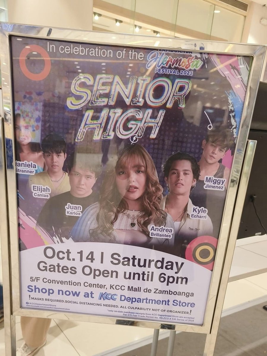 HighStreetOfc's tweet photo. #SeniorHighEvent | I-secure na ang mga ticket dahil tiyak na kasama mo sa kilig ang Senior High cast na sina Andrea Brillantes, Kyle Echarri, Juan Karlos, Elijah Canlas, Daniela Stranner at Miggy Jimenez ngayong Oct. 14, Saturday at KCC 5/F Convention Center! 🙌🏼😍 https://t.co/S57pc3eLIj
