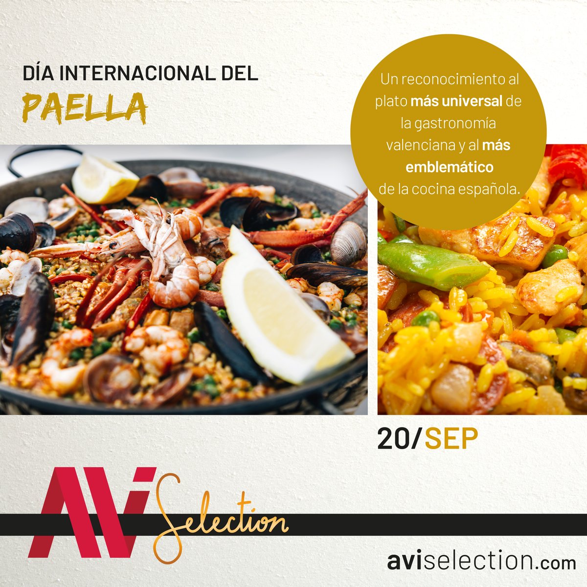 Hoy conmemoramos el día del plato más internacional de la gastronomía #valenciana y más emblemático de la #CocinaEspañola: la #paella  🥘Feliz Día Internacional de la Paella #AviSelection #Huesca #ProductosGourmet #ProductosdelPirineo #DíadelaPaella