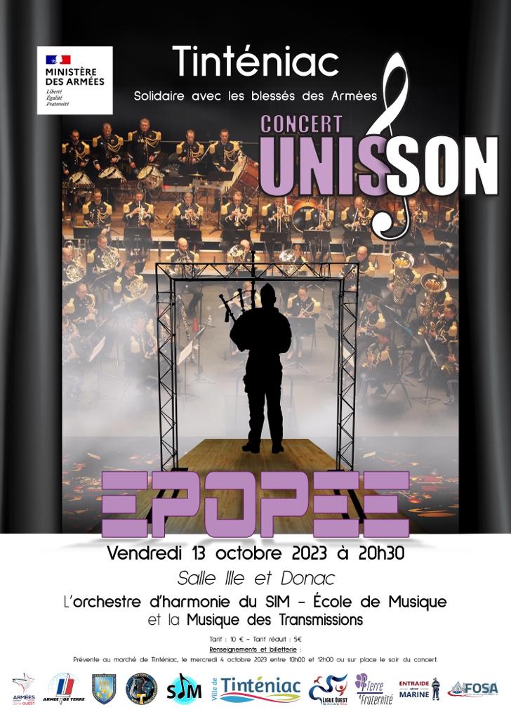📆📌📚🎵🎶🎤 Prochain concert #UNISSON au profit des blessés des Armées et des familles endeuillées, le vendredi 13 octobre prochain à Tinténiac (35). Venez nombreux les soutenir !!!
