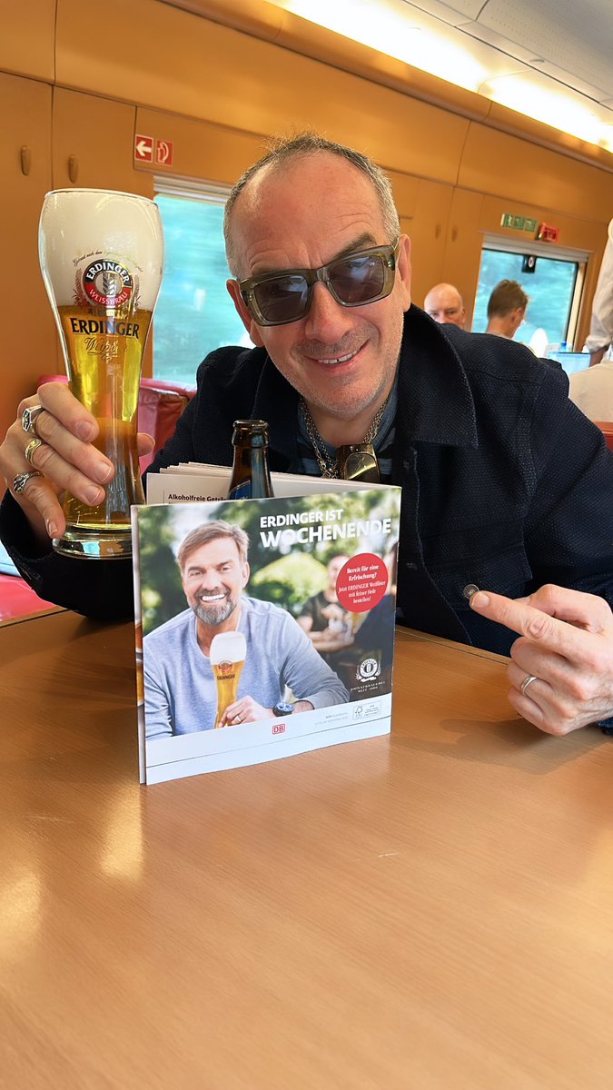 ElvisCostello's tweet photo. The Breakfast Of Champions (Alkoholfrei) on the train to Berlin. We hit at 8. Don’t be late. @VertiMusicHall @ElvisCostello @VoiceOfAnfield https://t.co/Heut2H73xU