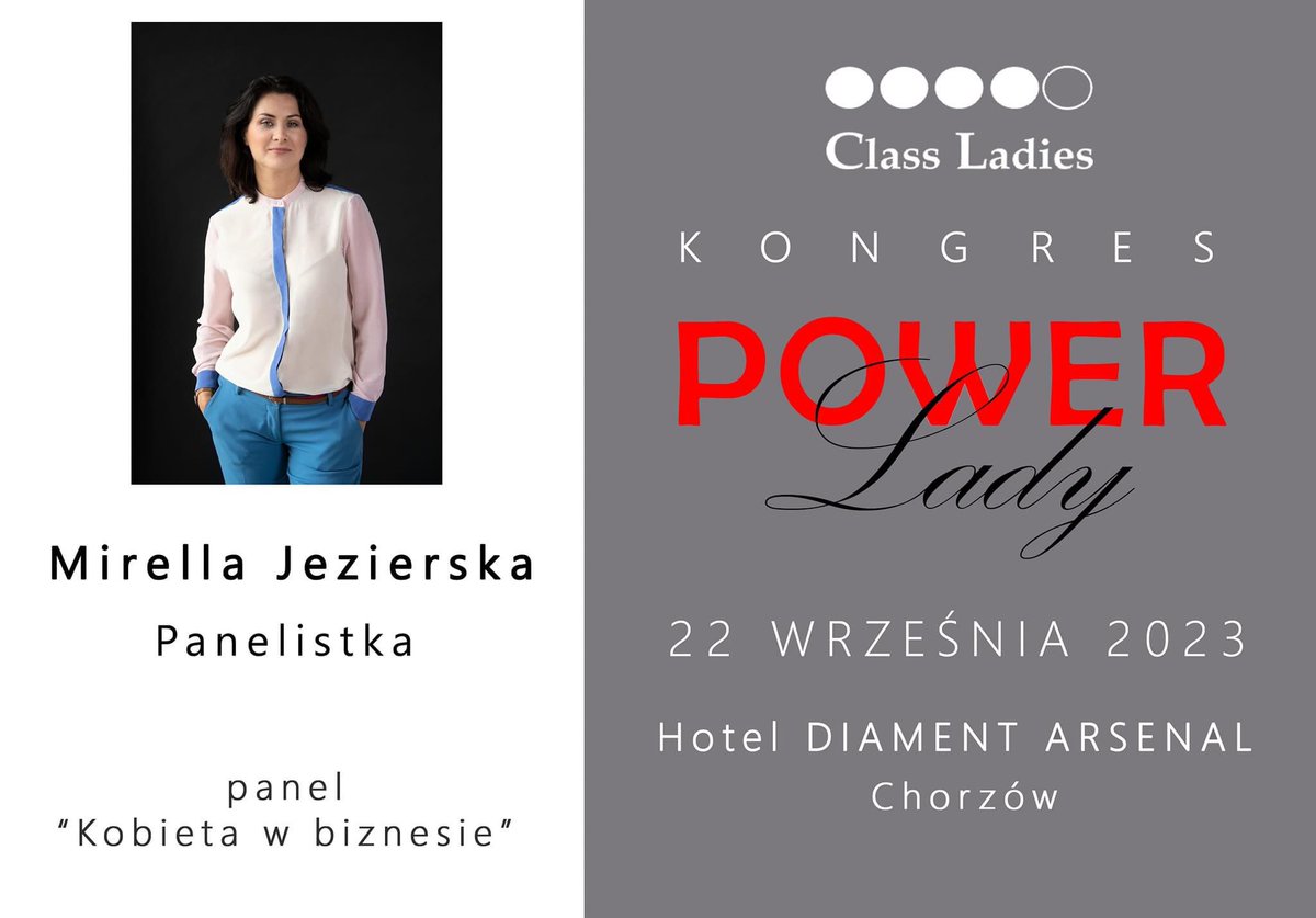 ClassLadiesNGO's tweet photo. Drogie Ladies👠
Kongres #PowerLady już w piątek! 

❤️ Dziś przedstawiamy naszą Panelistkę Kongresową Mirella Jezierska  💃 Manager ds Public Relations w Katowicka Specjalna Strefa Ekonomiczna S.A. @KatowickaSSE która odpowiada także za współpracę z inwestorami⬇️

1/2 https://t.co/w9YDLqHBn3