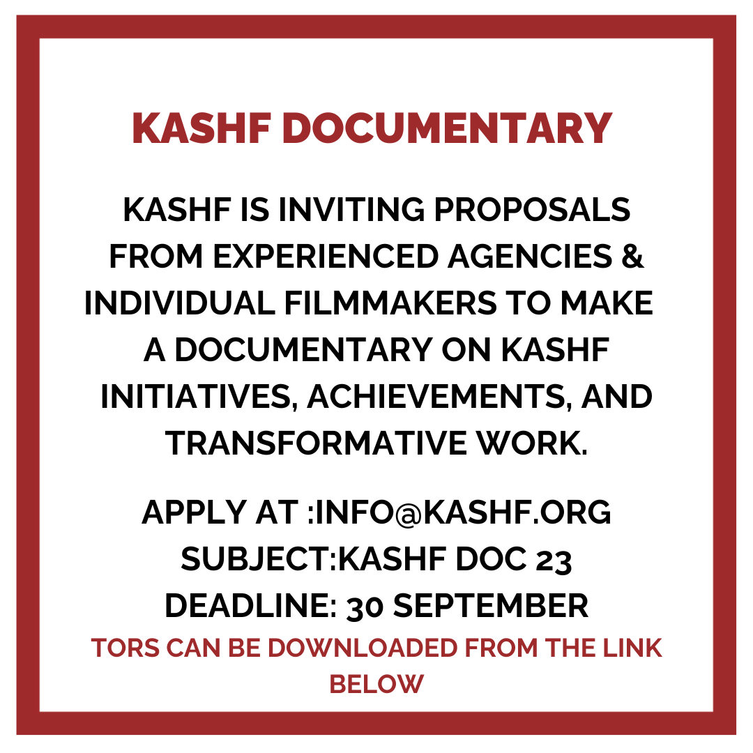 KashfFoundation's tweet photo. Kashf Foundation is looking for experienced documentary filmmaking agencies or individual filmmakers to produce a documentary for 8 to 10 minutes centered on the initiatives, achievements, and transformative work of the Kashf Foundation.
TOR's:
https://t.co/AeOQTFCXzP https://t.co/b6BsRyke8G
