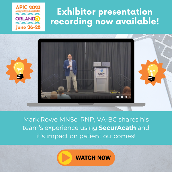Eloquest's tweet photo. 👀The on-demand recording of Mark Rowe's #APIC2023 exhibitor presentation where he shares his team's experience using SecurAcath is now available! https://t.co/DfUjvGQYgd https://t.co/yLY2MsCd7E