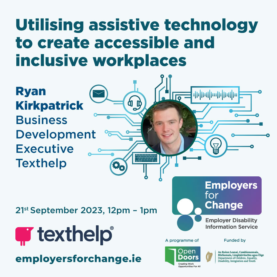 Join us tomorrow, Thursday 21st at 12pm where Ryan Kirkpatrick, Business Development Executive at @texthelp will outline how utilising #AssistiveTechnology can create accessible and inclusive workplaces. Register for the webinar at events.teams.microsoft.com/event/e7c67532…