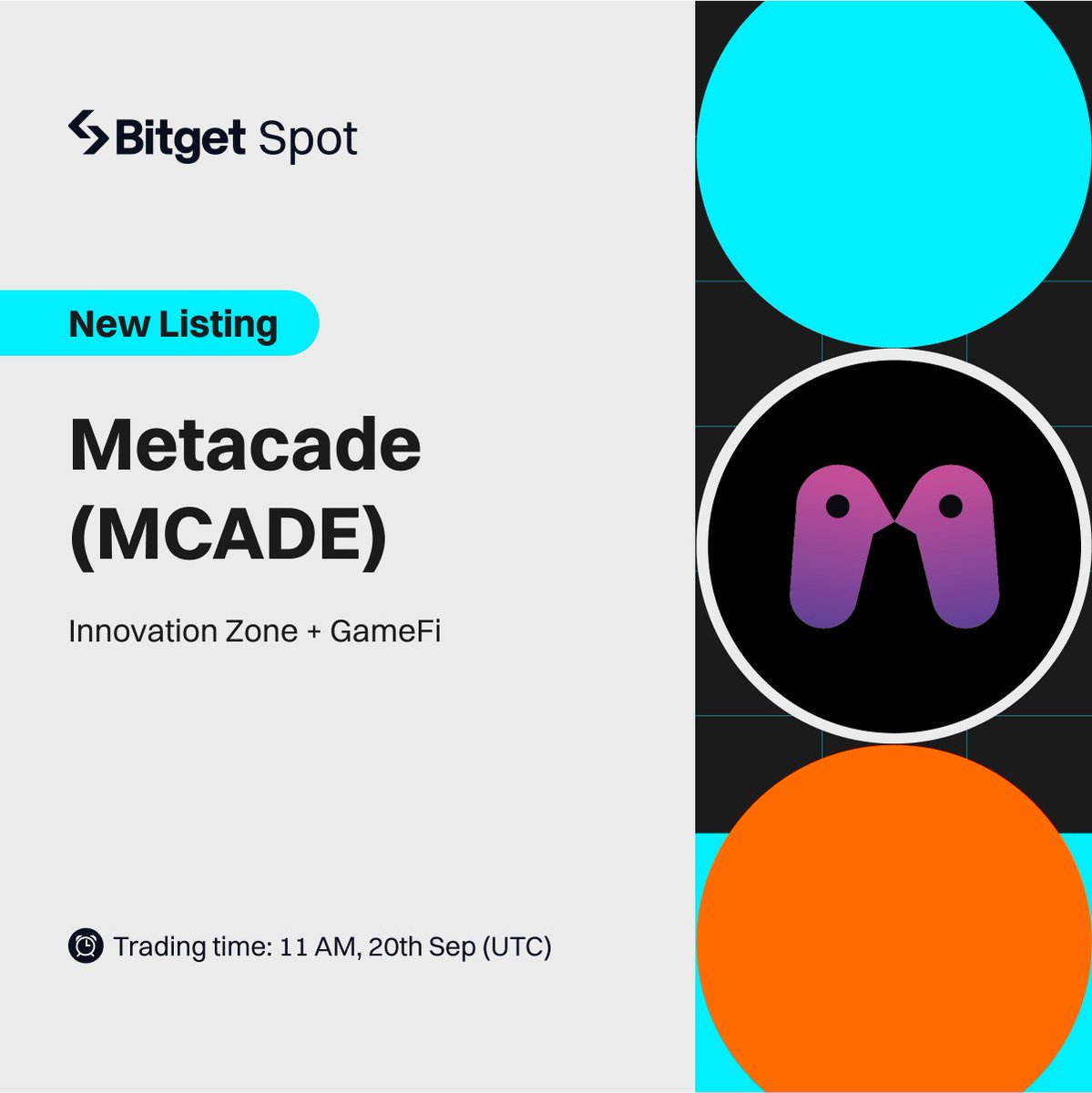 bitget's tweet image. #Bitget New listing #Metacade X Bitget @Metacade_

The hype for $MCADE is ramping up on #Bitget Innovation and GameFi Zone.

Deposit and trade $MCADE 
✅ MCADE Savings with 30% APR is ready for you subscribe!

Listing - bitget.com/en/support/art…
Campaign - bitget.com/en/support/art…
