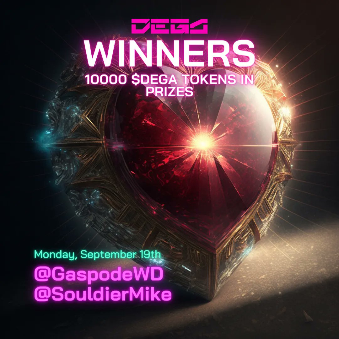 DEGA_org's tweet photo. We are thrilled to announce that @GaspodeWD and @SouldierMike are the winners of the giveaway during the AMA session with @hustlepedia from @crypto_banter.
Both of them have won 10,000 $DEGA Tokens! ๐ฐ
To claim your prize, DM your address to @DEGA_community
#GoDegan ๐ฅ https://t.co/rakvEEQT8p