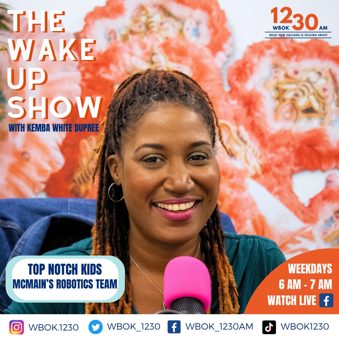 Don’t miss a morning with #KembaWhiteDupree she’s up &amp; at it every Mon - Fri from 6:00a - 7:00a. This Thursday the topic of the day is “Top Notch Kids” with special guests from the McMain’s Robotics Team. Make sure to tune in &amp; watch on Facebook Live.