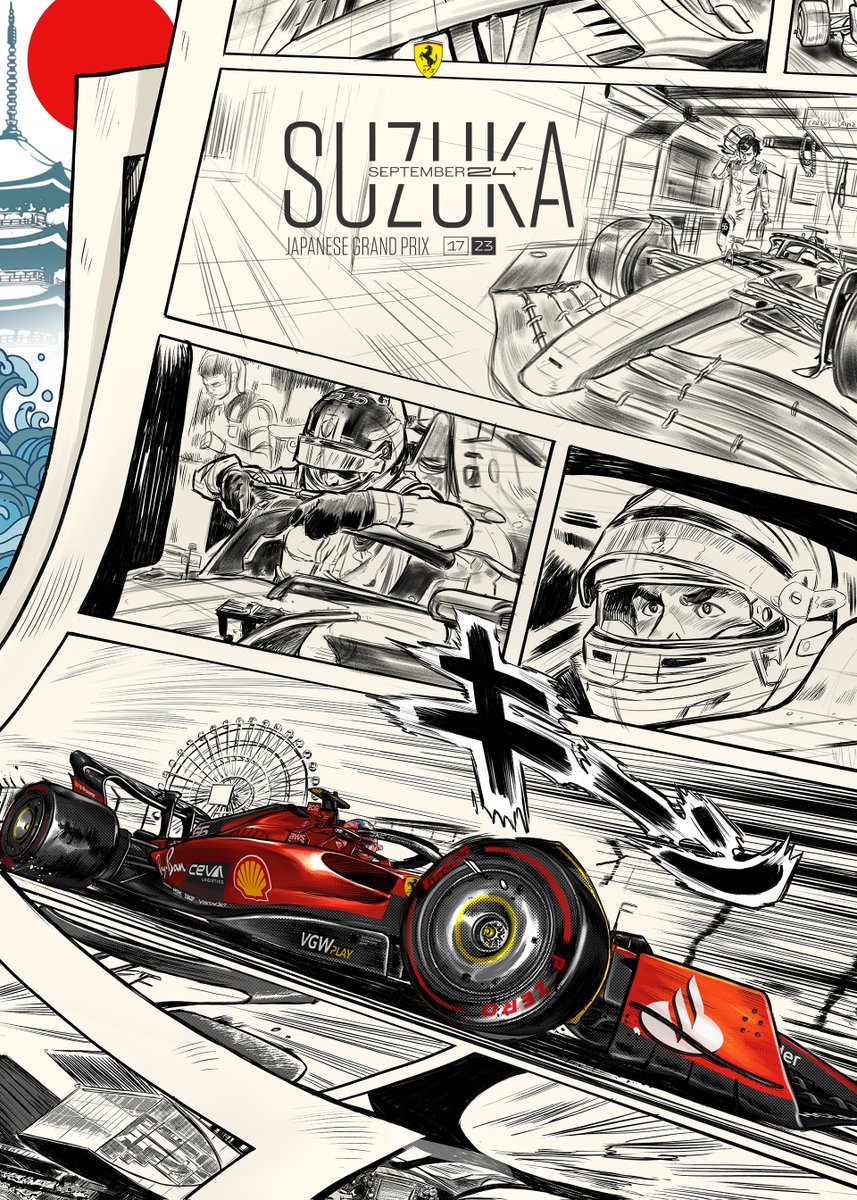 ScuderiaFerrari's tweet photo. We return to one of the most iconic F1 circuits, Suzuka 😍

Download the #SFApp and follow @ScuderiaFerrari channels for all the latest #JapaneseGP updates 🇯🇵

Cover art by Tommaso Bennato  ➡️ https://t.co/8OuPRDOQJM https://t.co/J6bmXO8MZW