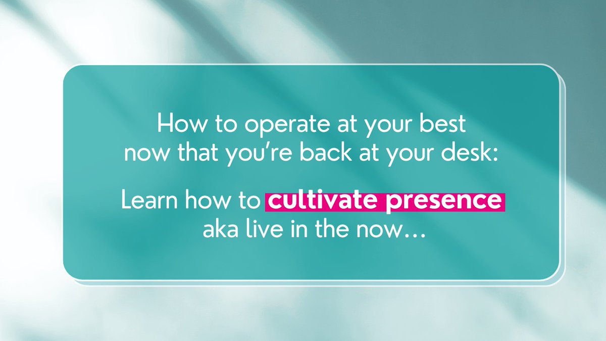 vlachosk's tweet photo. Vacation is over and you're back at your desk. Wondering how you can get back to operating at your best? Learn how to #CultivatePresence — aka live in the now. Want my free 1-page #DailyCheckIn journal? Comment CHECKIN below👇  #LifeCoach #Transitions #BackToWork https://t.co/gZbf9itaDt