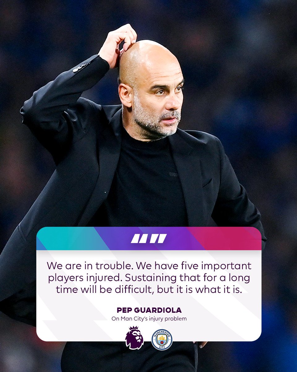 premierleague's tweet photo. Man City's injury woes continue... 🤕

➡️ https://t.co/NBrQcfI84J https://t.co/wM6pWk0X7A