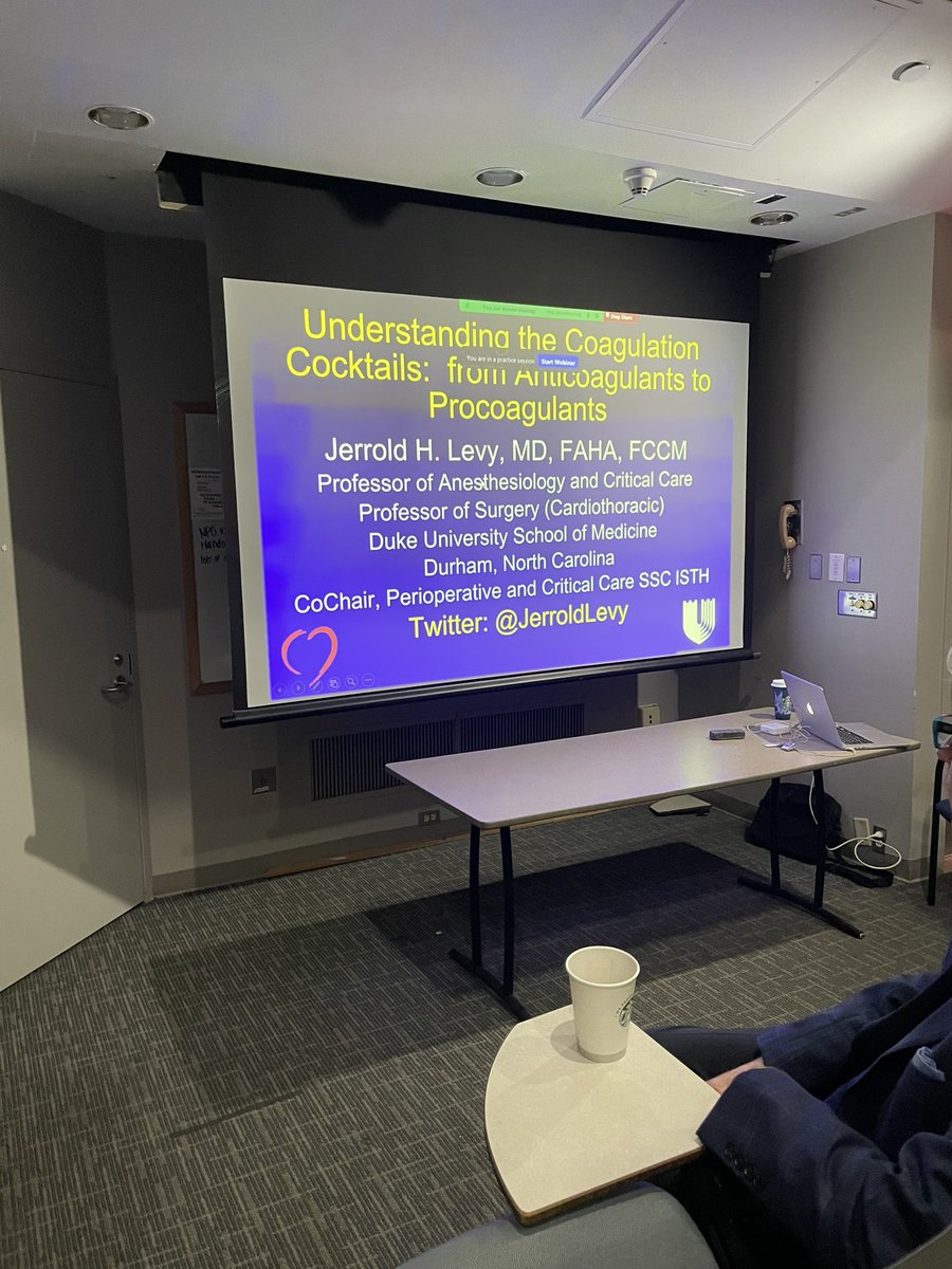 Grand Rounds this morning <a href="/Duke_Anesthesia/">Duke Anesthesiology</a> by friend, colleague, and mentor <a href="/JerroldLevy/">Jerrold Levy, MD</a> 🍷🩸