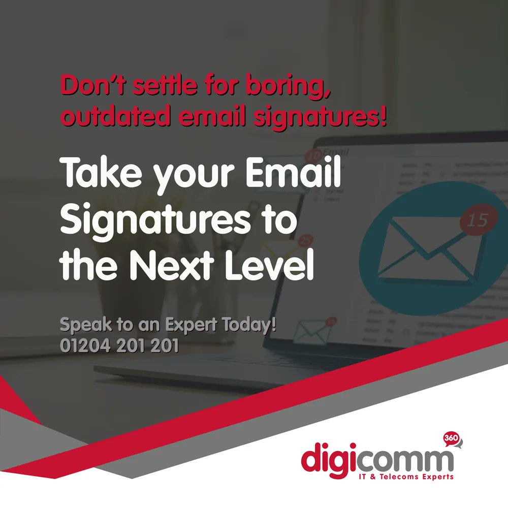 📢 Unleash Your Email Marketing Potential with Digicomm360's Email Signature Software! 🚀✉️ buff.ly/3swWeFr 

#Digicomm360 #EmailSignatureSoftware #EmailMarketing #BoostConversions #Personalisation #ClickableCTA #Analytics #ITandTelecoms #DigitalMarketing
