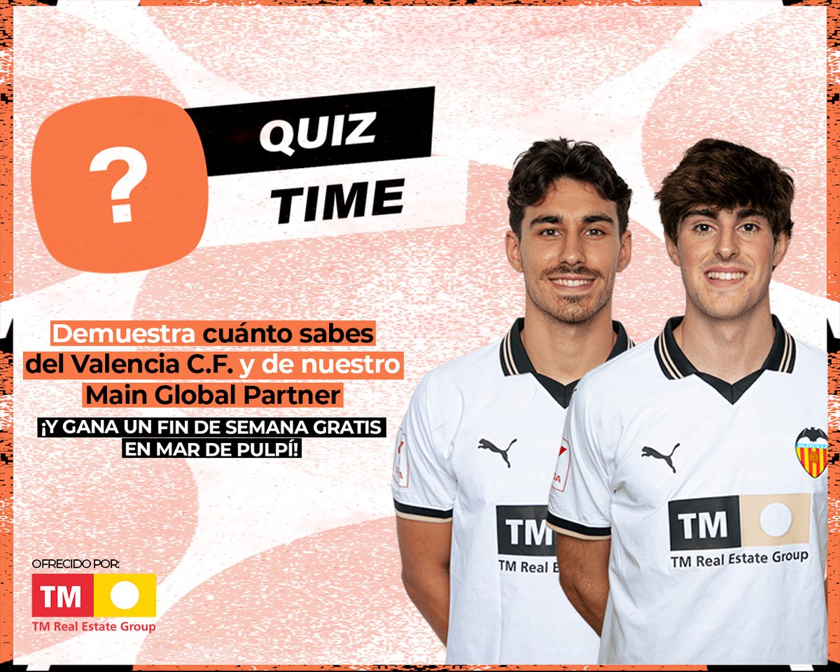 🧐 VCF GAMES | Demuestra cuánto sabes del <a href="/valenciacf/">Valencia CF</a>  y de nuestro Main Global Partner <a href="/TMGrupoInmo/">TM Grupo Inmobiliario</a> 

👉🏽 ¡Participa en este quiz y entra en el sorteo de un fin de semana gratis en Mar de Pulpí 🌊! 

🔗valenciacf.qualifioapp.com/quiz/1296067_2…

#ADNVCF 🦇