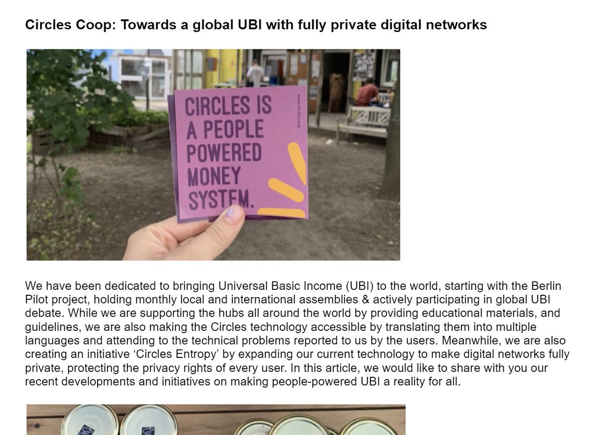 CirclesUBI's tweet photo. The September edition of the UBI Piloters Network Newsletter by @BasicIncomeOrg has been released! Discover updates on global UBI projects in this issue:

https://t.co/OEM4t30zII

Check out the @CirclesUBI article featuring @CirclesEntropy here:

https://t.co/Qcn89DzeUG https://t.co/xkYnqgqtTV