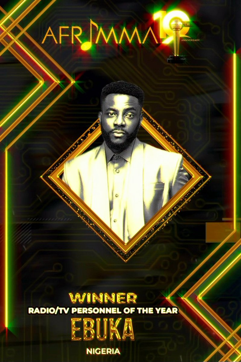 Ebuka's tweet photo. Back to back. Thank you @afrimma https://t.co/SGG1jtYdbx