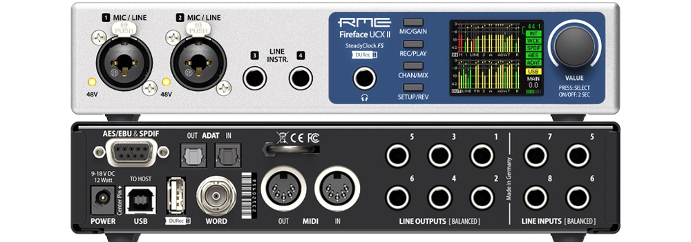 The <a href="/RME_News/">RME Audio 💙</a> Fireface UCX II audio interface offers up to 20 channels recording/playback. Stand alone hard disk recording to external USB drives via 'DURec' (Direct USB Recording) MIDI I/O and a powerful headphone output bit.ly/3PoFxDU
