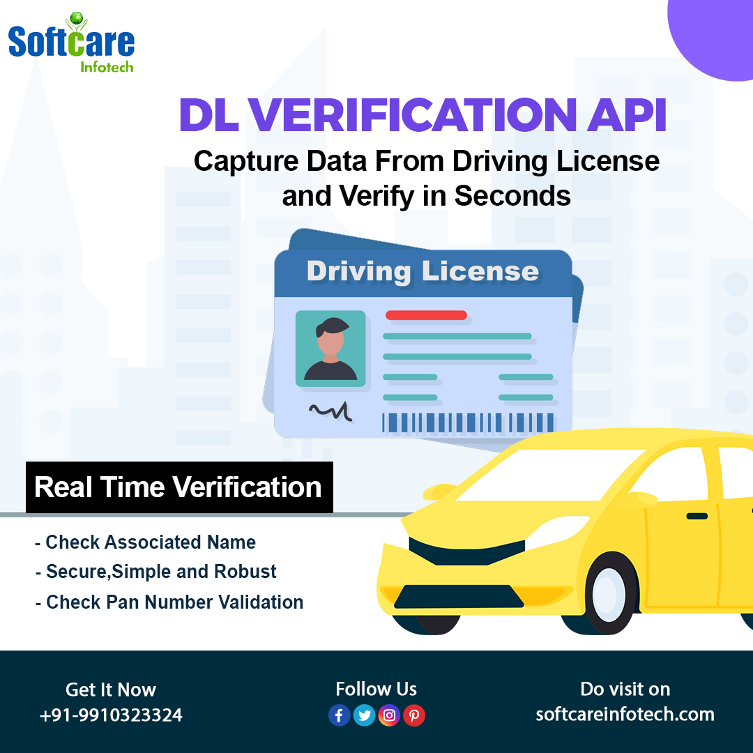 softcareinfotec's tweet image. Softcare Infotech Provide Driving License Service instantly Verify with user-friendly DL verification API and Earn Commission.
Free Demo Call -+91-9910323324
Visit Here:- buff.ly/3i0LXMC
#verificationapi #dlverificationapi #dlverification #verificationservices