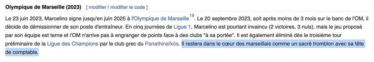 GRMNLRT's tweet photo. Les supporters de l'OM s'amusent bien sur la page Wikipedia de Marcelino 👇 https://t.co/lS9NwDQHkh