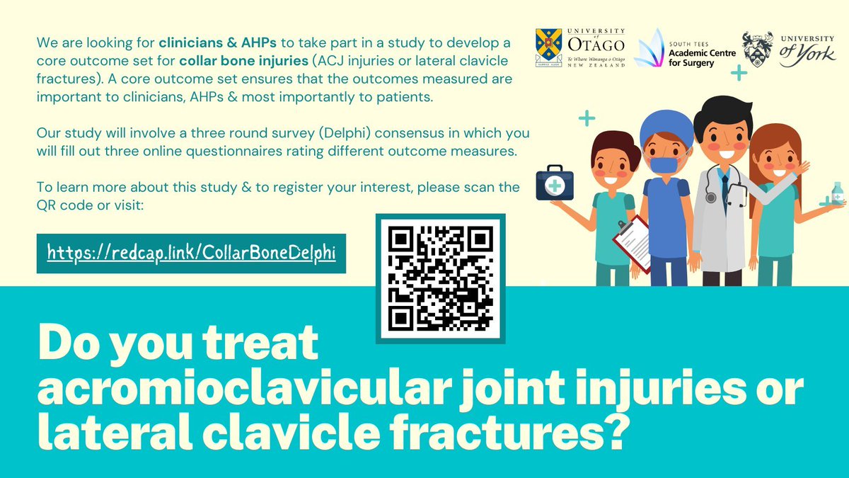 For all those surveys I've filled out for others.... and the ones I've helped to promote..... I need your help ! Fill out the expression of interest form if you treat ACJ injuries or lateral clavicle #.  Its open now !! pod.southtees.nhs.uk/redcap/surveys…