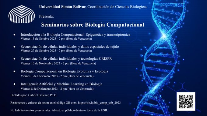 La Coordinación de Ciencias Biológicas USB invita a la serie de seminarios en Biología Computacional dictados por <a href="/ggolczer/">Gabriel Golczer</a> 
Agradecemos el trabajo de <a href="/pedraza_erika/">Erika 🌻☕</a> en pro de nuestra Academia
Abriendo puertas para nuestros estudiantes y colegas fomentando una mejor educación