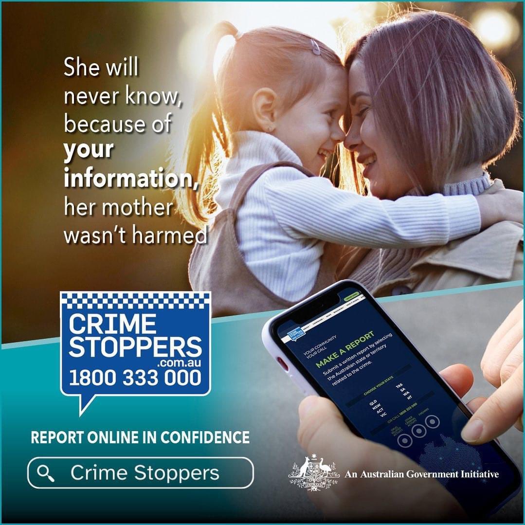 🚨 Your information helps make a difference! 🚨When you share information about unsolved crimes and suspicious behaviour, be a force for good. Your actions matter! Visit crimestoppers.com.au or freecall 1800 333 000 to report in confidence.