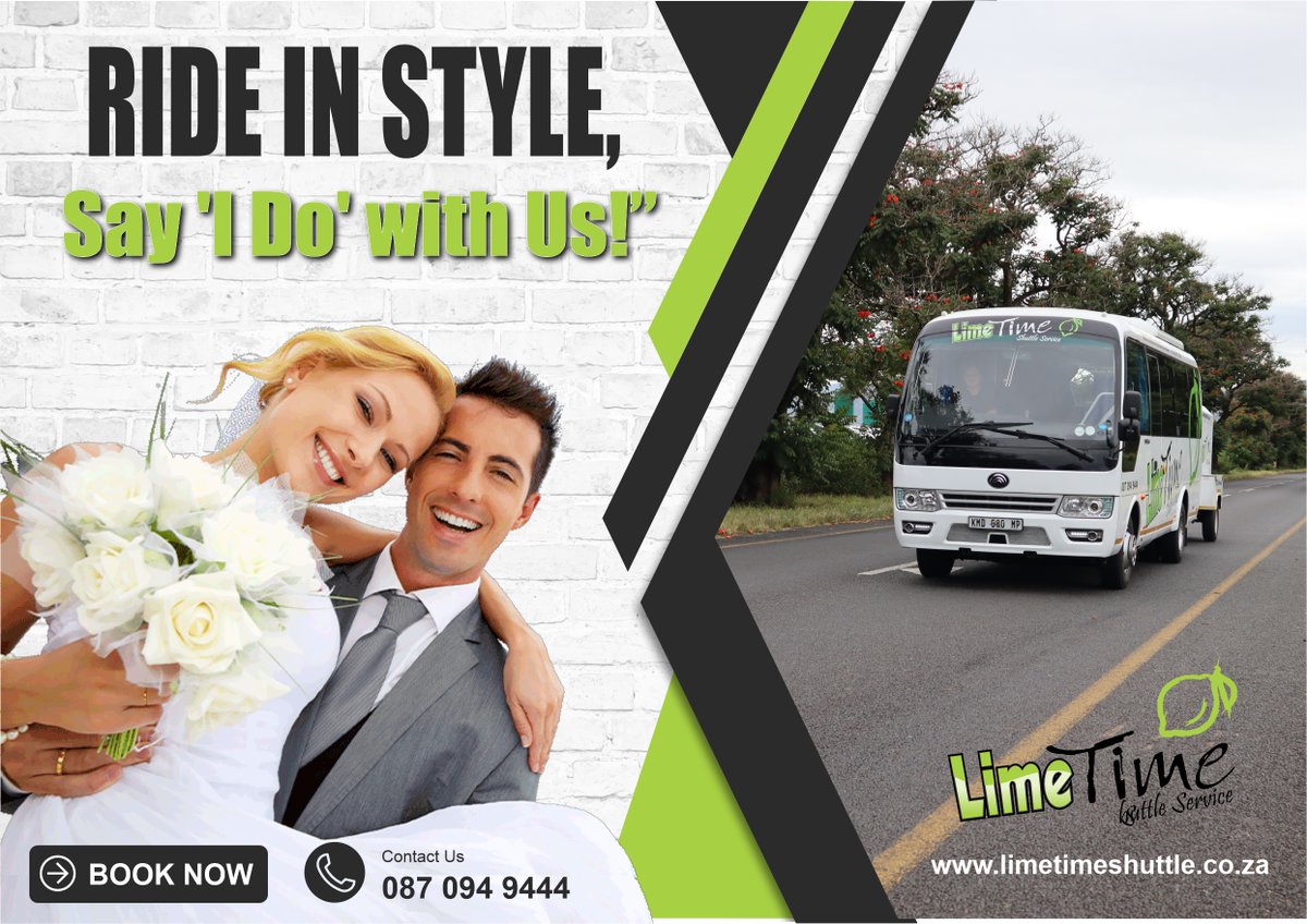 LimeTimeShuttle's tweet photo. Wedding Transportation and Charter Bus Services
Discover Limetime Shuttle, your one-stop solution for all your wedding transportation requirements. Our charter services are across South Africa.
Book: https://t.co/9niHKnA3mT
#limetimeshuttle #shuttleservice #safety #comfort https://t.co/FoGcC4v8zu