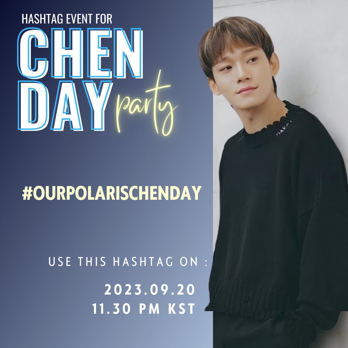 EXOnexuss's tweet photo. HASHTAG ANNOUNCEMENT

For our sunshine #CHEN's birthday, we will be using the following hashtag:

#.OurPolarisChenDay

Please use it at 11:30PM KST today.

@weareoneEXO #EXO 

ctto @ForChenUnion https://t.co/Yz0LTOlhy9