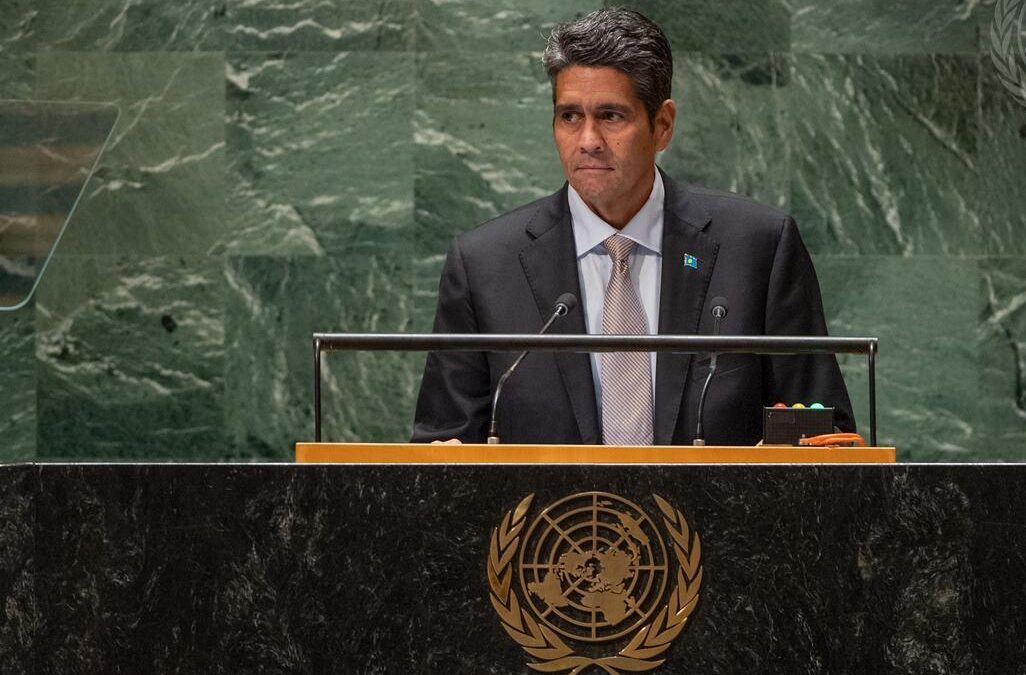 🇵🇼 President @Surangeljr calls for global moratorium on #DeepSeaMining at the 78th #UNGA. 'Proponents argue seabed minerals aid renewable transition, but we lack knowledge about potential impacts on underwater ecosystems.'