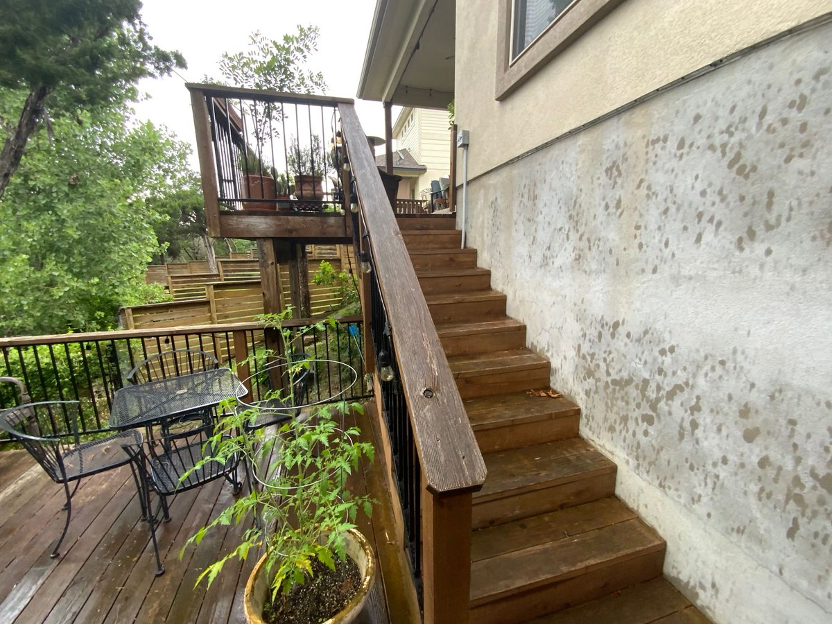 Mr. McMellon's deck got a stunning makeover with a restain by Build It ATX in Lakeway! Now it's ready for cozy fall evenings. 😍✨ #DeckRestain #BuildItATX #HomeRenovation #LakewayTX #OutdoorLiving