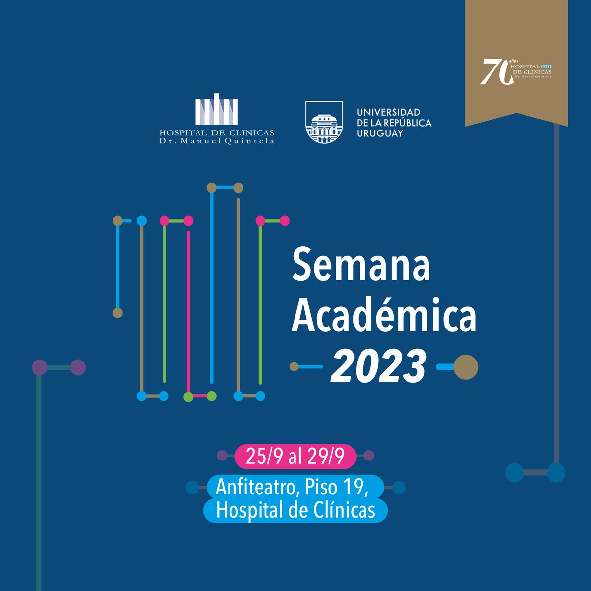 hcmquintela's tweet photo. SEMANA ACADÉMICA 2023

Como es habitual, en torno a la fecha del aniversario de la inauguración del Hospital de Clínicas, se realiza la Semana Académica. 
Este evento, tiene como objetivo la difusión y divulgación de la actividad científica realizada en los últimos 12 meses https://t.co/XF3VLEjkDN