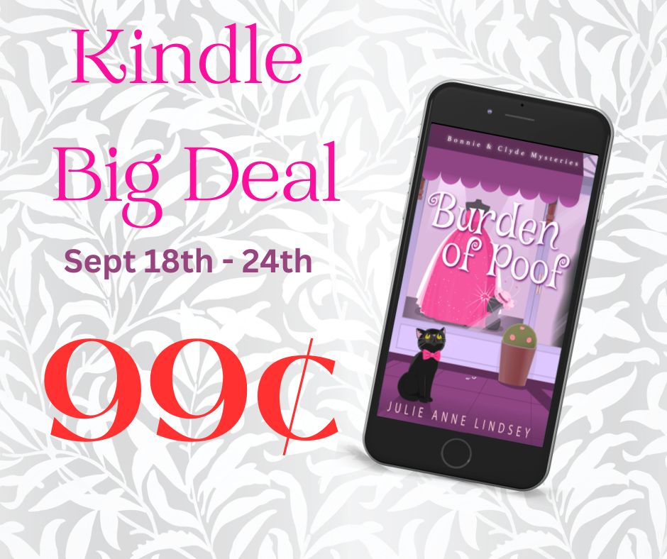 JulieHatcherBks's tweet photo. Jump into the Bonnie &amp; Clyde Mysteries with book 1, BURDEN OF POOF for just 99¢ this week! Fall in love with Bonnie and her furry little sidekick - an Amazon Big Kindle Deal 9/18-9/24 https://t.co/HiyJ7brP82 https://t.co/bDsSxwRLDl
