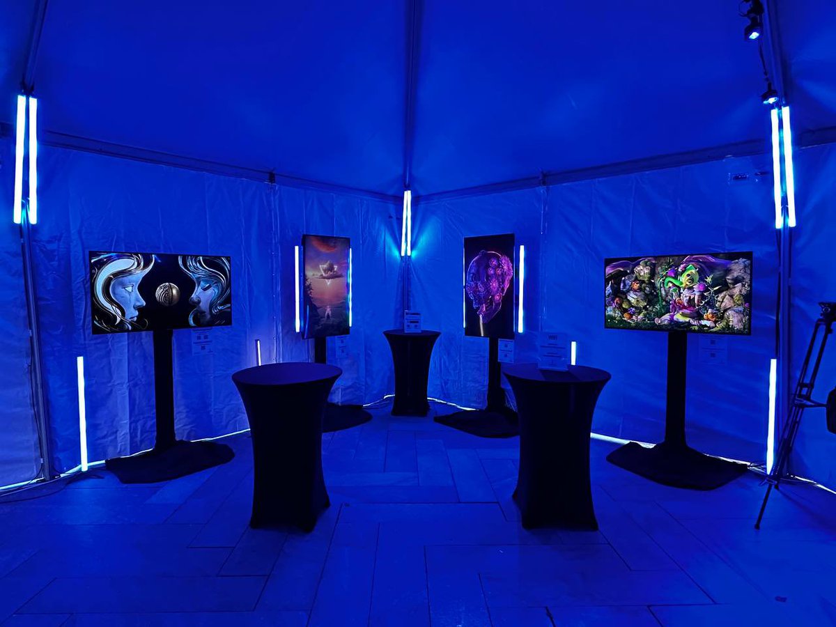 A little display <a href="/blockchainwk/">Boston Blockchain Week</a> presented by <a href="/PellasGallery/">Pellas Gallery</a> and <a href="/SkyNessStudios/">SkyNess</a> featuring art by:

<a href="/rafagrassetti/">Raf Grassetti</a> / <a href="/DomQwek/">Dom Qwek</a> 
<a href="/jpierce_art/">Josh Pierce</a> 
<a href="/iamfesq/">fesq</a> 
<a href="/planttdaddii/">Ꮥ𝗮𝗺 ƈ𝗹𝗼𝘃𝗲𝗿</a> 
and others 

If you’re around the Boston area or at the event please stop by and say hi! 

I’ll be speaking on a