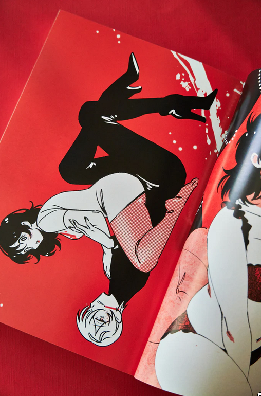 VAMPIRE BLOOD DRIVE is my butch/femme vampire/human graphic novel 💋🩸✨ 

280 pages of queer erotic romantic comedy for readers 18+ only 🔞

Available in print and digital through https://t.co/cIUdIeymtn 🖤 