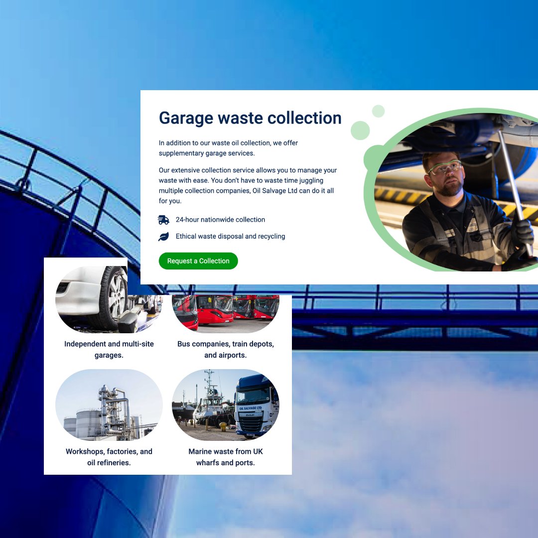 digidomuk's tweet photo. Check out the website we developed for Oil Salvage, the UK's largest waste oil facility. ♻️ 

Along with an impressive drone flyover, the website presents waste oil recycling services and a clear user journey for requesting a waste oil collection.

https://t.co/jpMO7rDBdr https://t.co/nEAVBGgHyn