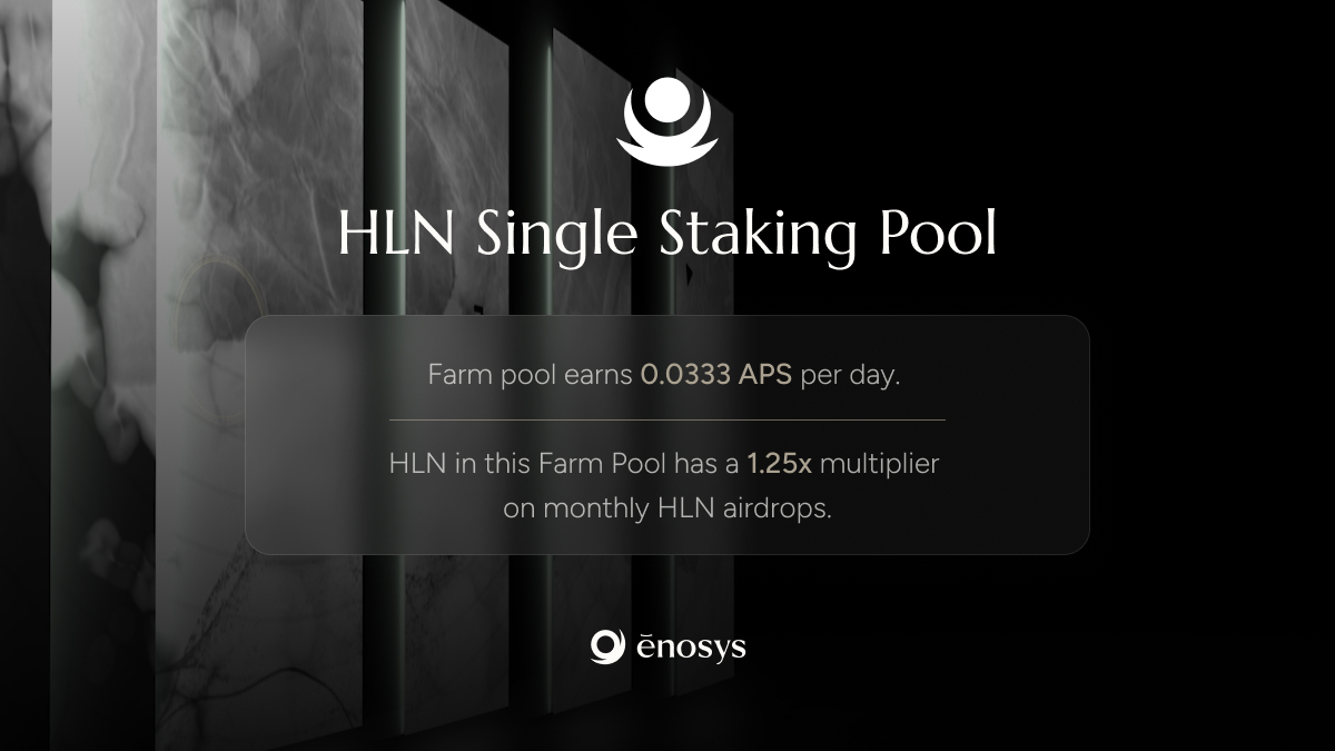 We have added a single staking pool for $HLN on Ēnosys Farms!

This pool has an emission rate of 0.0333 APS per day. 

$HLN in this pool receives a 1.25x multiplier for the monthly DFLR/HLN airdrops.