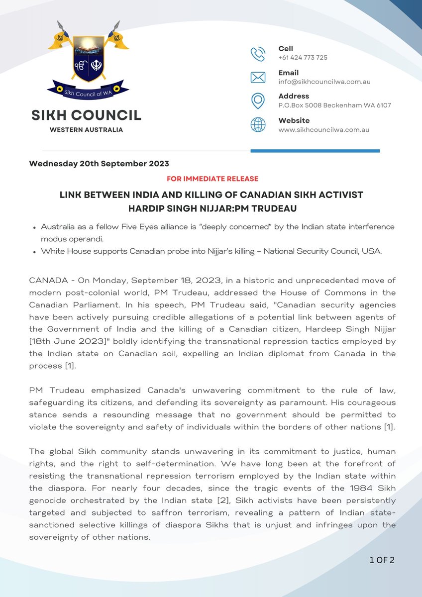 Sikh Council of Western Australia tweet media