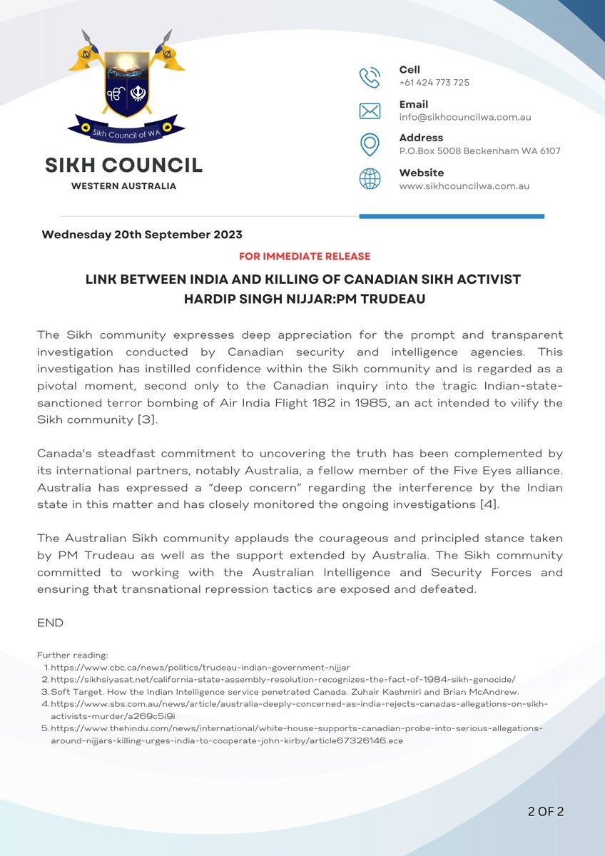 Sikh Council of Western Australia tweet media