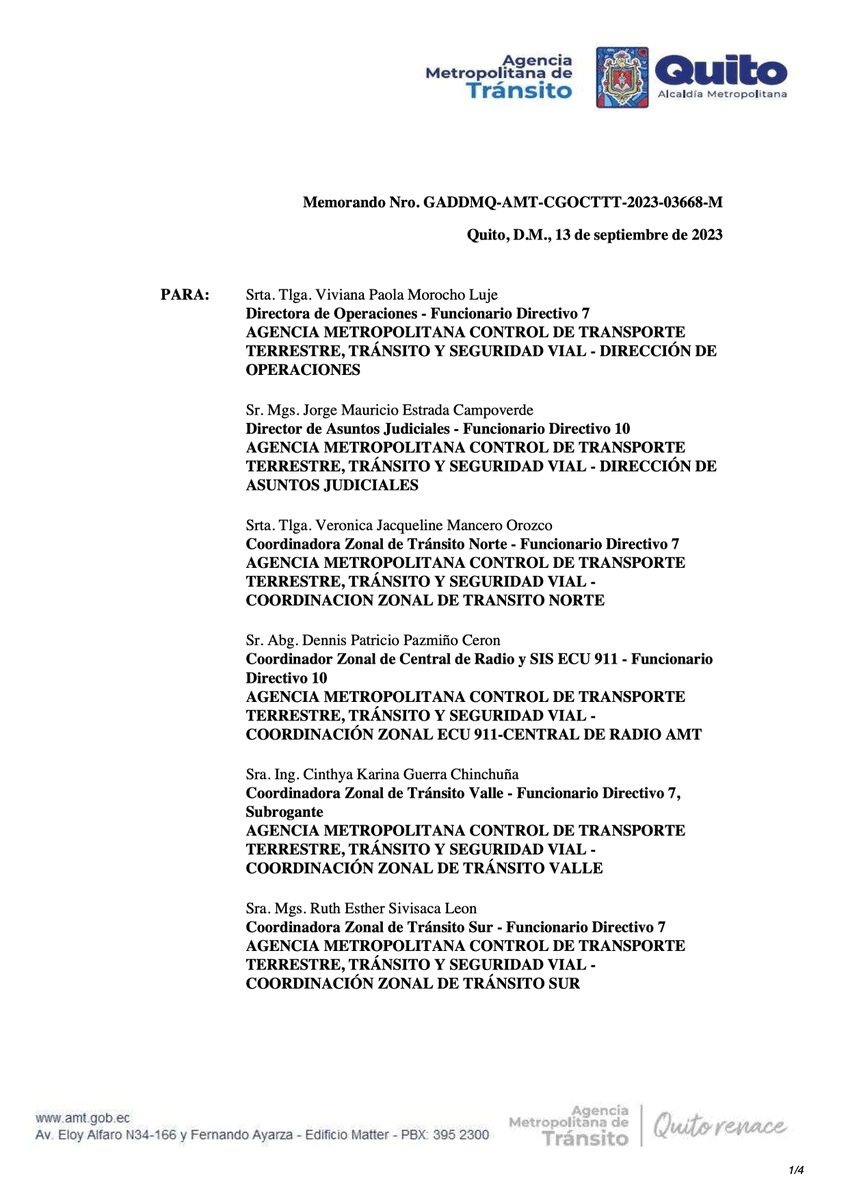 NoNegligencia's tweet photo. Quizá haya alguien con interés de conocer a ese Memorando No. GADDMQ-AMT-CGOCTTT-2023-03668-M del 13 de septiembre del 2023, mencionado por @JMaldonadoPaz.
Yo llevaré una versión impresa conmigo.
Descarga PDF: https://t.co/f9qaXkMIIj https://t.co/m2hKyUyW97