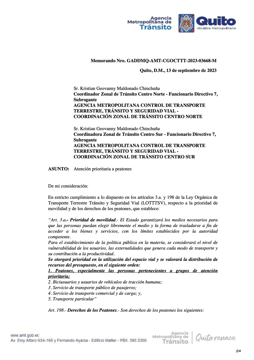 NoNegligencia's tweet photo. Quizá haya alguien con interés de conocer a ese Memorando No. GADDMQ-AMT-CGOCTTT-2023-03668-M del 13 de septiembre del 2023, mencionado por @JMaldonadoPaz.
Yo llevaré una versión impresa conmigo.
Descarga PDF: https://t.co/f9qaXkMIIj https://t.co/m2hKyUyW97