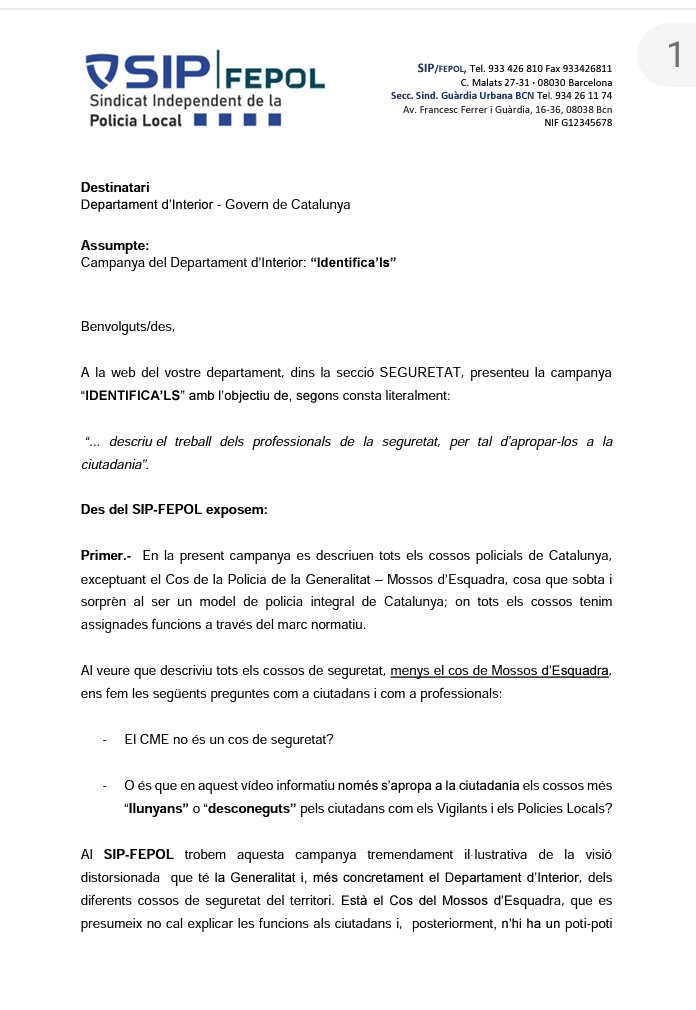SipFepol's tweet photo. @SoniaAndolz 🟦🟦🟦🟦
Comunicat del Secretari General del SIP-FEPOL 

Unitat, Servei, Respecte 
@CastejonToni @fepol_ @gencat @AsocGuardies @GMCatalunya @CSLA_Esp https://t.co/iPmXxszpAZ
