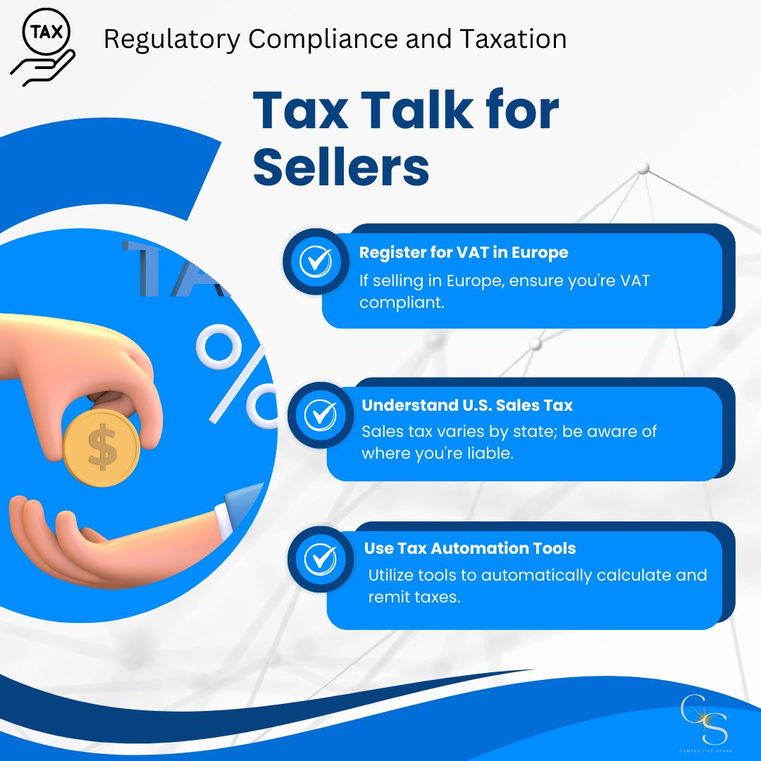 Ely_CompSpark's tweet image. Hey champs! 📈 Helped a client recently with VAT registration in Europe. U.S. sellers, don&apos;t forget about state-specific sales taxes! #TaxTalk #VATCompliance #USTaxTips